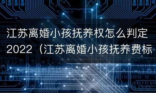 江苏离婚小孩抚养权怎么判定2022（江苏离婚小孩抚养费标准）