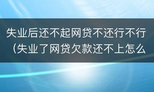 失业后还不起网贷不还行不行（失业了网贷欠款还不上怎么办）