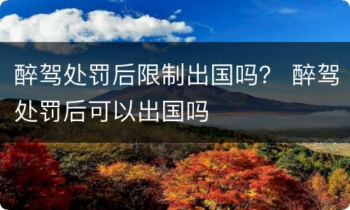 醉驾处罚后限制出国吗？ 醉驾处罚后可以出国吗