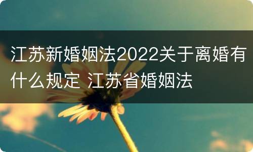 江苏新婚姻法2022关于离婚有什么规定 江苏省婚姻法