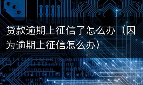 贷款逾期上征信了怎么办（因为逾期上征信怎么办）