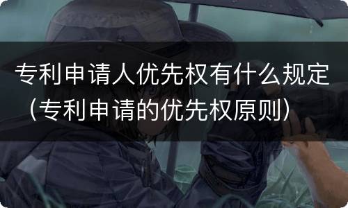 专利申请人优先权有什么规定（专利申请的优先权原则）