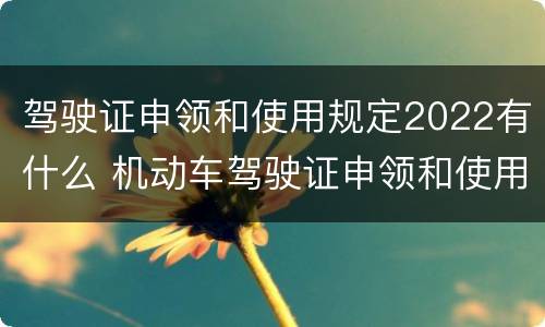驾驶证申领和使用规定2022有什么 机动车驾驶证申领和使用规定2021年全文