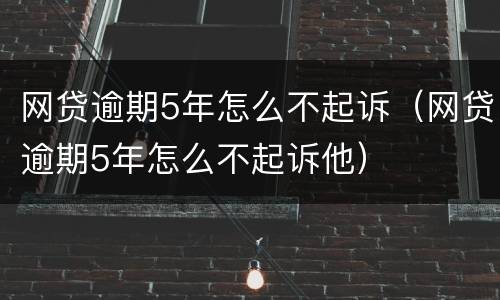 网贷逾期5年怎么不起诉（网贷逾期5年怎么不起诉他）