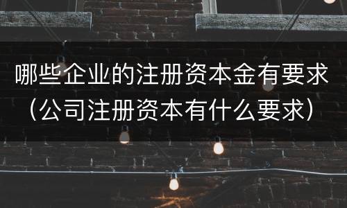 哪些企业的注册资本金有要求（公司注册资本有什么要求）