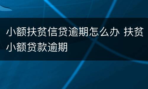 小额扶贫信贷逾期怎么办 扶贫小额贷款逾期