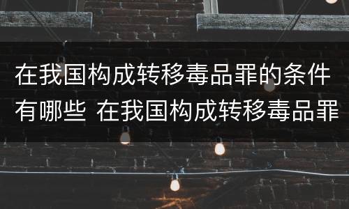 在我国构成转移毒品罪的条件有哪些 在我国构成转移毒品罪的条件有哪些罪名