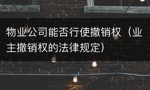 物业公司能否行使撤销权（业主撤销权的法律规定）