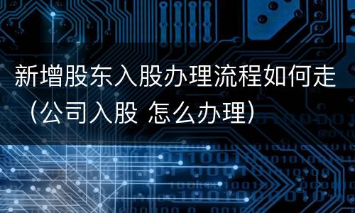 新增股东入股办理流程如何走（公司入股 怎么办理）