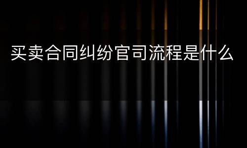 买卖合同纠纷官司流程是什么