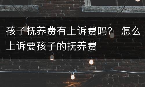 孩子抚养费有上诉费吗？ 怎么上诉要孩子的抚养费