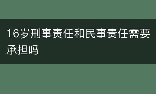 16岁刑事责任和民事责任需要承担吗