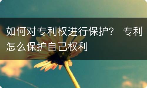 如何对专利权进行保护？ 专利怎么保护自己权利