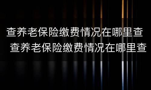 查养老保险缴费情况在哪里查 查养老保险缴费情况在哪里查啊