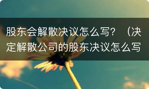 股东会解散决议怎么写？（决定解散公司的股东决议怎么写）