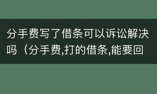 分手费写了借条可以诉讼解决吗（分手费,打的借条,能要回这钱吗）
