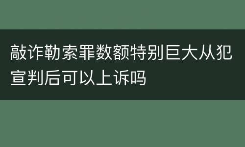 敲诈勒索罪数额特别巨大从犯宣判后可以上诉吗