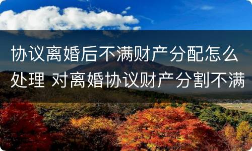 协议离婚后不满财产分配怎么处理 对离婚协议财产分割不满怎么办