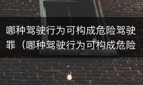 哪种驾驶行为可构成危险驾驶罪（哪种驾驶行为可构成危险驾驶罪行为）