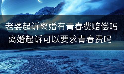 老婆起诉离婚有青春费赔偿吗 离婚起诉可以要求青春费吗
