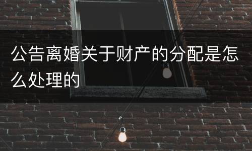 公告离婚关于财产的分配是怎么处理的