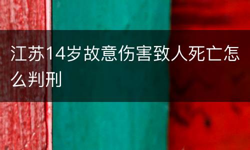 江苏14岁故意伤害致人死亡怎么判刑