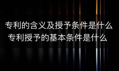 专利的含义及授予条件是什么 专利授予的基本条件是什么