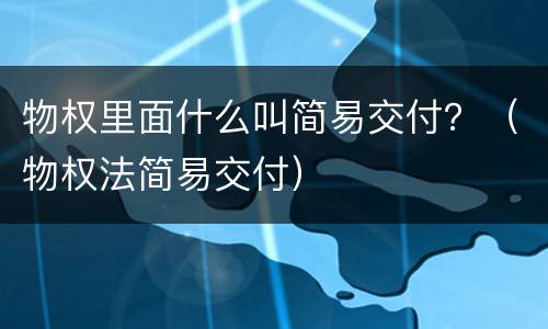 物权里面什么叫简易交付？（物权法简易交付）