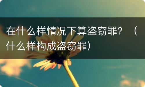 在什么样情况下算盗窃罪？（什么样构成盗窃罪）
