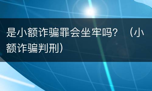 是小额诈骗罪会坐牢吗？（小额诈骗判刑）