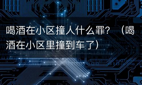 喝酒在小区撞人什么罪？（喝酒在小区里撞到车了）