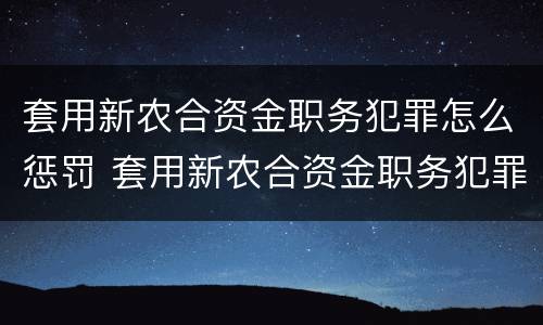 套用新农合资金职务犯罪怎么惩罚 套用新农合资金职务犯罪怎么惩罚他人