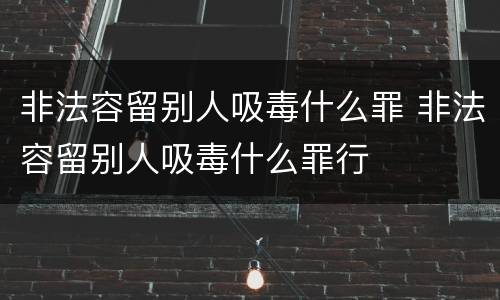 非法容留别人吸毒什么罪 非法容留别人吸毒什么罪行