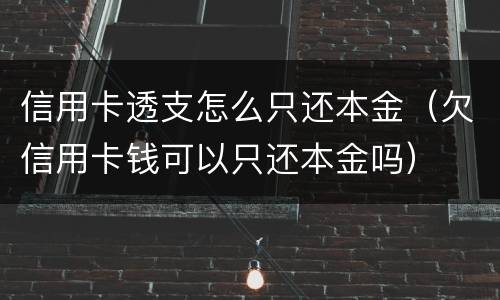 信用卡透支怎么只还本金（欠信用卡钱可以只还本金吗）