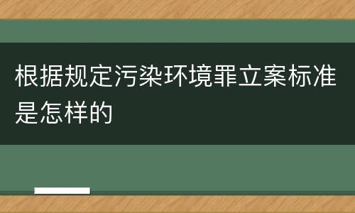 根据规定污染环境罪立案标准是怎样的