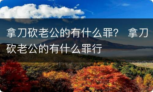 拿刀砍老公的有什么罪？ 拿刀砍老公的有什么罪行