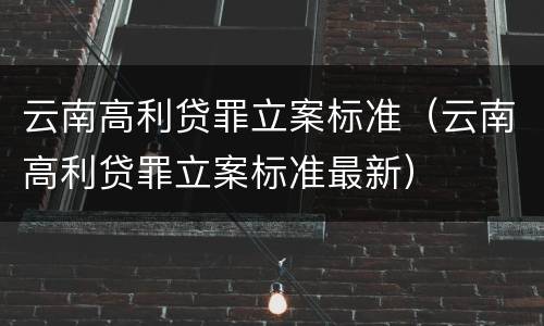 云南高利贷罪立案标准（云南高利贷罪立案标准最新）
