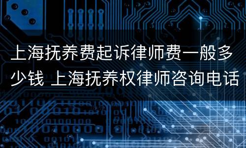 上海抚养费起诉律师费一般多少钱 上海抚养权律师咨询电话