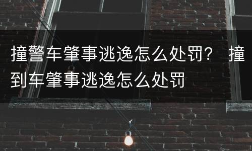 撞警车肇事逃逸怎么处罚？ 撞到车肇事逃逸怎么处罚