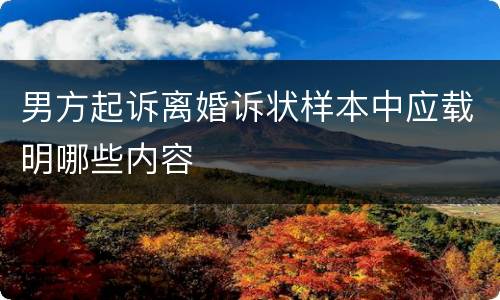 男方起诉离婚诉状样本中应载明哪些内容