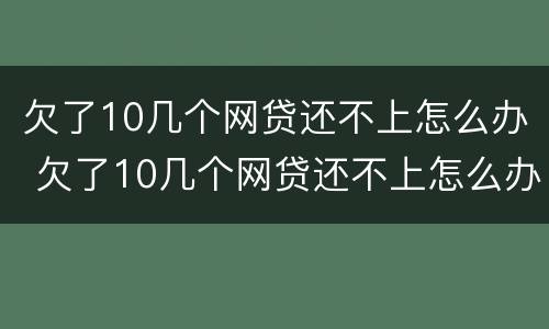 欠了10几个网贷还不上怎么办 欠了10几个网贷还不上怎么办呢