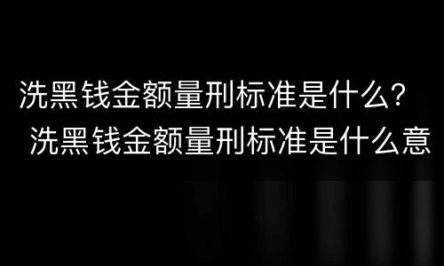 洗黑钱金额量刑标准是什么？ 洗黑钱金额量刑标准是什么意思