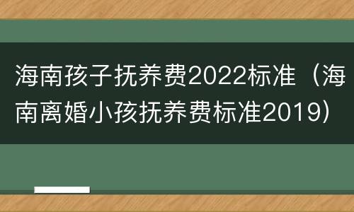 海南孩子抚养费2022标准（海南离婚小孩抚养费标准2019）