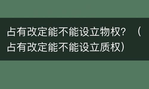 占有改定能不能设立物权？（占有改定能不能设立质权）