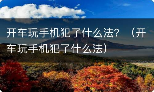 开车玩手机犯了什么法？（开车玩手机犯了什么法）