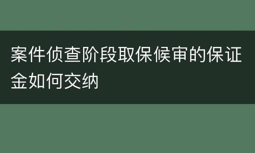 案件侦查阶段取保候审的保证金如何交纳