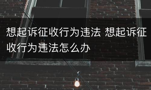 想起诉征收行为违法 想起诉征收行为违法怎么办