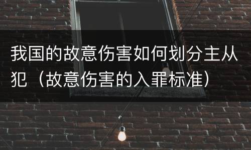 我国的故意伤害如何划分主从犯（故意伤害的入罪标准）