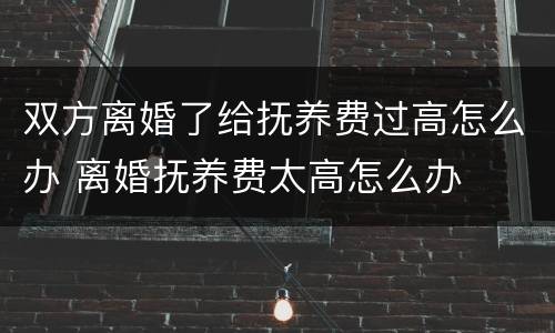 双方离婚了给抚养费过高怎么办 离婚抚养费太高怎么办