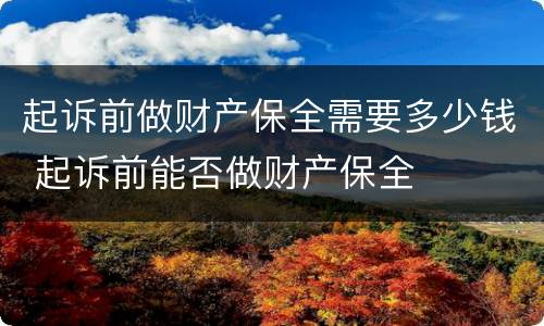 起诉前做财产保全需要多少钱 起诉前能否做财产保全
